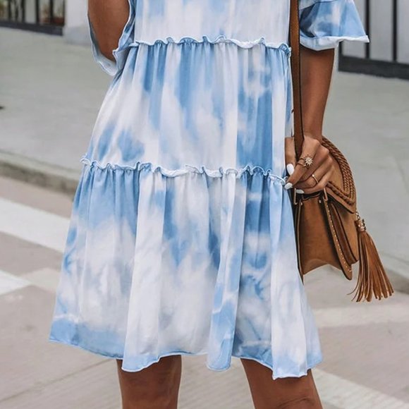 Tie Dye Half Sleeve Dress - Picture 2 of 6
